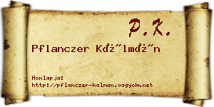 Pflanczer Kálmán névjegykártya